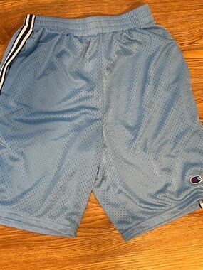Champion Men's Sky Blue Mesh Athletic Shorts with Side Stripe